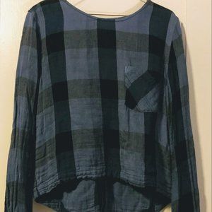 Cloth & Stone Anthropologie Long Sleeve Plaid Top